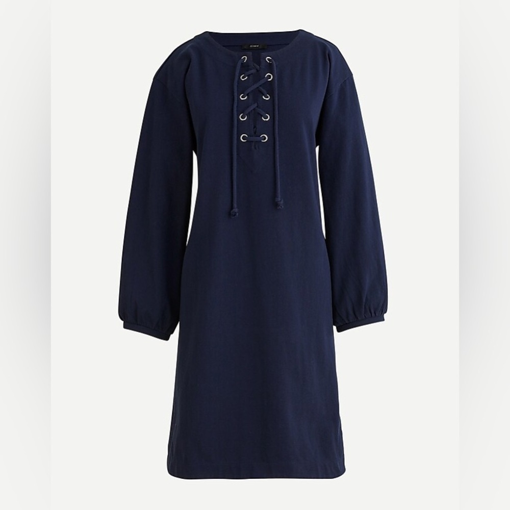 J. Crew Navy Lace Up Balloon Sleeve Dress M